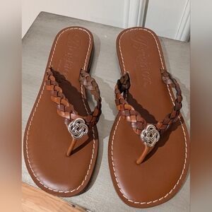 Brighton Tan Braided Sandals with Silver Detail